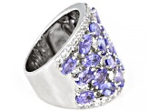 Pre-Owned Tanzanite Rhodium Over Sterling Silver Ring 5.75ctw