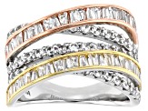 Pre-Owned White Cubic Zirconia Rhodium And 14K Yellow And Rose Gold Over Sterling Silver Ring 3.60ct