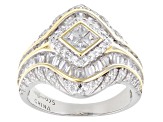 Pre-Owned White Cubic Zirconia Rhodium Over And 14k Yellow Gold Over Sterling Silver Ring 2.50ctw