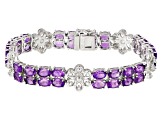 Pre-Owned Purple African Amethyst Rhodium Over Silver Bracelet 18.00ctw
