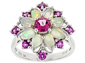 Picture of Pre-Owned Multicolor Ethiopian Opal Rhodium Over Silver Ring 2.02ctw