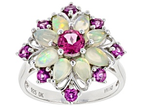 Pre-Owned Multicolor Ethiopian Opal Rhodium Over Silver Ring 2.02ctw