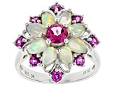 Pre-Owned Multicolor Ethiopian Opal Rhodium Over Silver Ring 2.02ctw