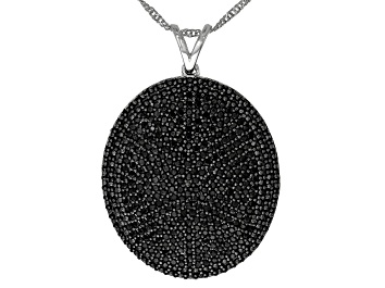 Picture of Pre-Owned Black Spinel Rhodium Over Silver Pendant With Chain 2.30ctw