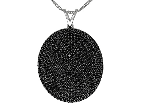 Pre-Owned Black Spinel Rhodium Over Silver Pendant With Chain 2.30ctw