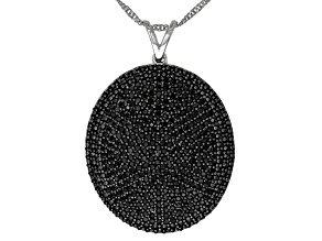 Pre-Owned Black Spinel Rhodium Over Silver Pendant With Chain 2.30ctw