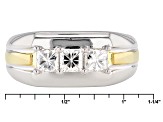 Pre-Owned Moissanite Gent Ring Two Tone 14k Yellow Gold Over Platineve™ 1.50ctw DEW