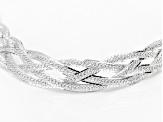 Pre-Owned Sterling Silver Diamond Cut Braided Herringbone Bracelet 7.5 inch