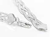 Pre-Owned Sterling Silver Diamond Cut Braided Herringbone Bracelet 7.5 inch