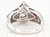 Pre-Owned Moissanite and grape color garnet platineve ring 1.93ctw DEW.