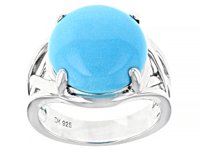 Pre-Owned Blue Sleeping Beauty Turquoise Rhodium Over Silver Solitaire Ring