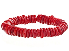 Pre-Owned Red Coral Stretch Bracelet
