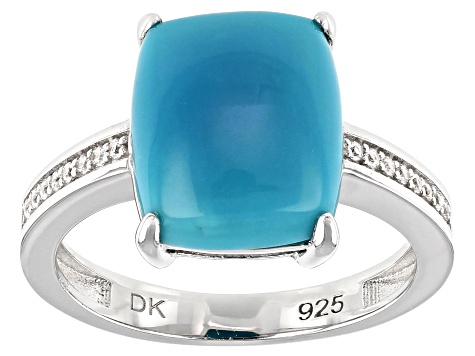 Pre-Owned Blue Sleeping Beauty Turquoise Rhodium Over Silver Ring .07ctw
