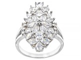Pre-Owned White Cubic Zirconia Rhodium Over Sterling Silver Ring 4.33ctw (3.49ctw DEW)