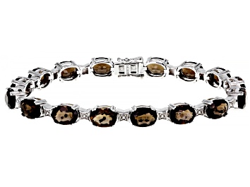 Picture of Pre-Owned Brown Smoky Quartz Rhodium Over Sterling Silver Bracelet 16.58ctw