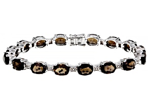 Pre-Owned Brown Smoky Quartz Rhodium Over Sterling Silver Bracelet 16.58ctw
