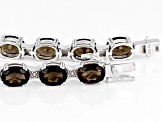 Pre-Owned Brown Smoky Quartz Rhodium Over Sterling Silver Bracelet 16.58ctw