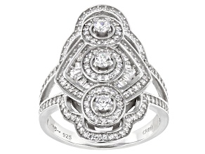 Pre-Owned White Cubic Zirconia Rhodium Over Sterling Silver Ring 1.92ctw