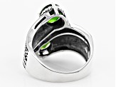 Pre-Owned Green chrome diopside sterling silver bypass ring 2.34ctw