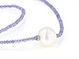 Pre-Owned Blue Tanzanite Bead Rhodium Over Silver Necklace 14.00ctw