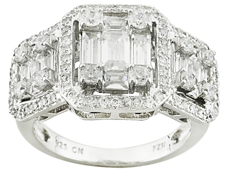 Pre-Owned White Cubic Zirconia Rhodium Over Sterling Silver Ring 2.70ctw