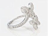 Pre-Owned White Cubic Zirconia Rhodium Over Silver Butterfly Ring 0.57ctw