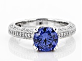 Pre-Owned Blue And White Cubic Zirconia Platineve ® Ring 2.98ctw