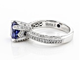 Pre-Owned Blue And White Cubic Zirconia Platineve ® Ring 2.98ctw