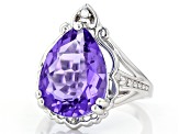 Pre-Owned Blue Color Change Fluorite Rhodium Over Silver Ring 9.29ctw