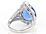 Pre-Owned Blue Color Change Fluorite Rhodium Over Silver Ring 9.29ctw