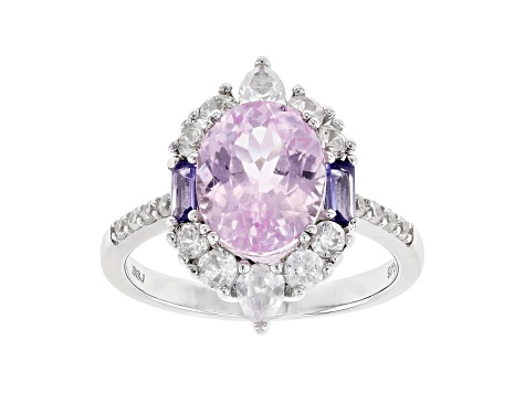 Pre-Owned Pink kunzite rhodium over sterling silver ring 4.18ctw