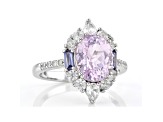 Pre-Owned Pink kunzite rhodium over sterling silver ring 4.18ctw