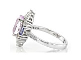 Pre-Owned Pink kunzite rhodium over sterling silver ring 4.18ctw