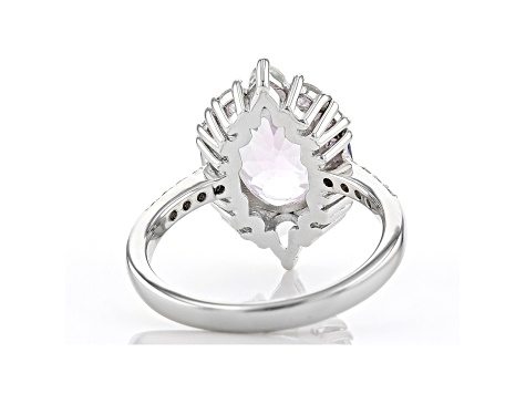 Pre-Owned Pink kunzite rhodium over sterling silver ring 4.18ctw