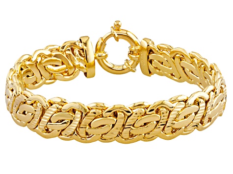 Pre-Owned 18k Yellow Gold Over Bronze Flat Byzantine Link Bracelet