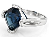 Pre-Owned Blue Fluorite Rhodium Over Sterling Silver Ring 7.38ctw