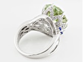 Pre-Owned Green Prasiolite Rhodium Over Sterling Silver Ring 8.53ctw