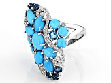 Pre-Owned Blue Sleeping Beauty Turquoise Rhodium Over Silver Ring 1.54ctw