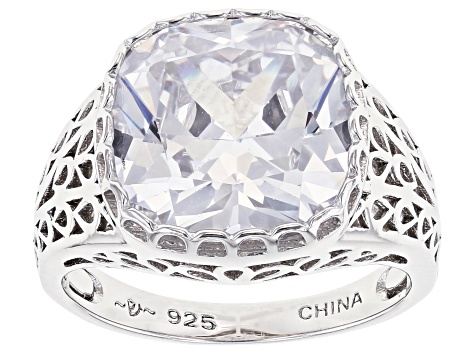 Pre-Owned White Cubic Zirconia Rhodium Over Sterling Silver Ring 10.35ctw (6.84ctw DEW)