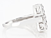 Pre-Owned White Cubic Zirconia Rhodium Over Sterling Silver Cross Ring 1.35ctw
