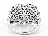 Pre-Owned Blue tanzanite rhodium over sterling silver ring 2.82ctw