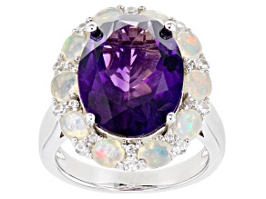 Pre-Owned Purple Amethyst Rhodium Over Silver Ring 8.49ctw