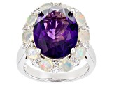 Pre-Owned Purple Amethyst Rhodium Over Silver Ring 8.49ctw