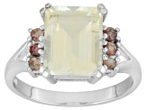 Pre-Owned Yellow Labradorite Rhodium Over Sterling Silver Ring 2.93ctw