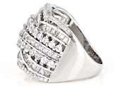 Pre-Owned White Cubic Zirconia Rhodium Over Sterling Silver Ring 3.23ctw