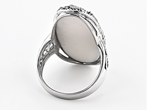 Pre-Owned Mother-of-Pearl  Rhodium Over Silver Dragonfly Ring