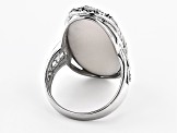 Pre-Owned Mother-of-Pearl  Rhodium Over Silver Dragonfly Ring
