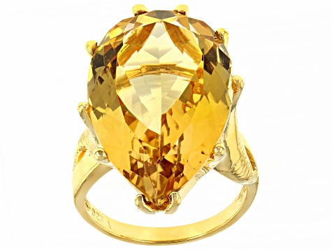 Pre-Owned  Citrine 18k Yellow Gold Over Sterling Silver Ring  20.00ctw