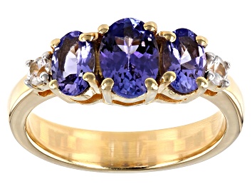 Picture of Pre-Owned Blue Tanzanite 18K Yellow Gold Over Sterling Silver Ring 1.58ctw