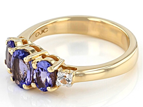 Pre-Owned Blue Tanzanite 18K Yellow Gold Over Sterling Silver Ring 1.58ctw